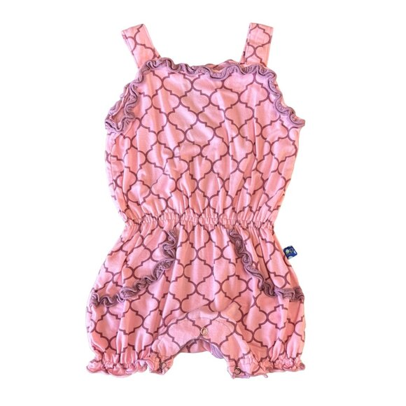 KICKEE PANTS Sweetie Pie Romper Girls 12-18 Mos Summer Pink Bamboo Playsuit Girl - Picture 1 of 6
